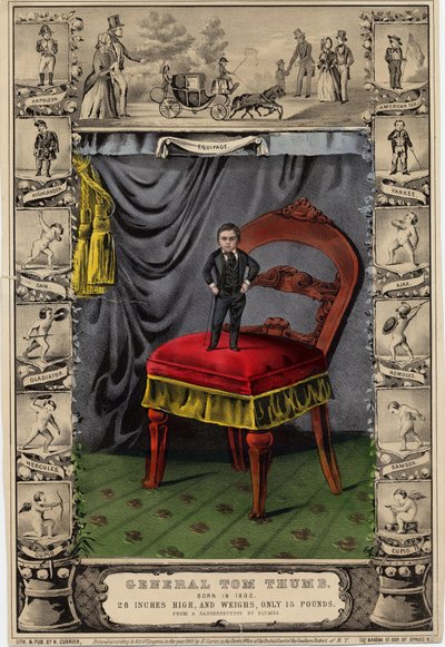 Generaal Tom Thumb, gepubliceerd door N. Currier, New York, van een daguerreotype door Plumbe, 1849 door Nathaniel Currier